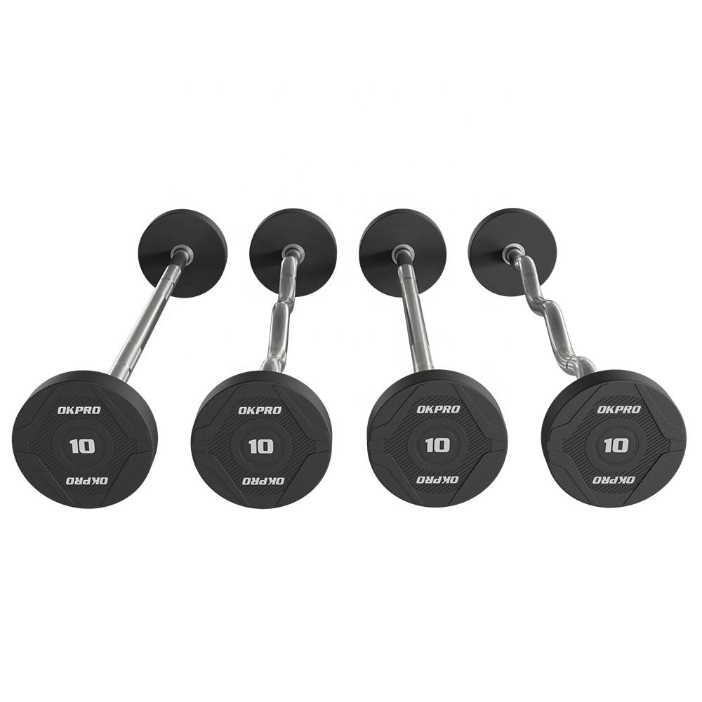 Gym Commercial Strength Training PU Coated Straight Bar Barbell Dumbbell Set